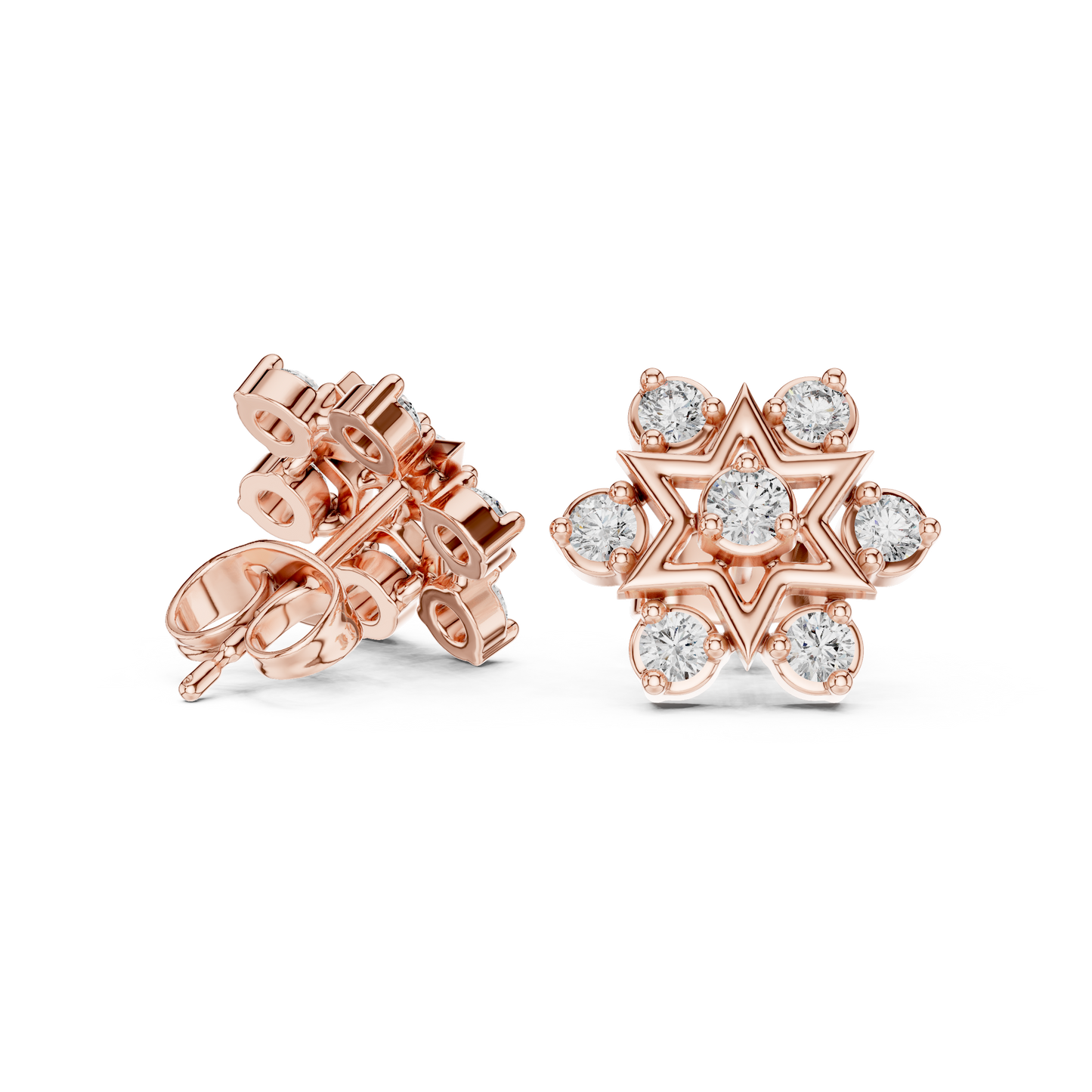 Cosmic Starburst Diamond / Heirloom Stud Earrings / Rare Design Crafted For Royalty