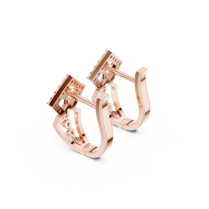 Quantum Gleam Diamond Earrings • Diamond-Set Angular Gold Hoops • Ultra-Modern Statement