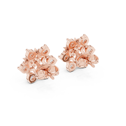 Cosmic Starburst Diamond / Heirloom Stud Earrings / Rare Design Crafted For Royalty