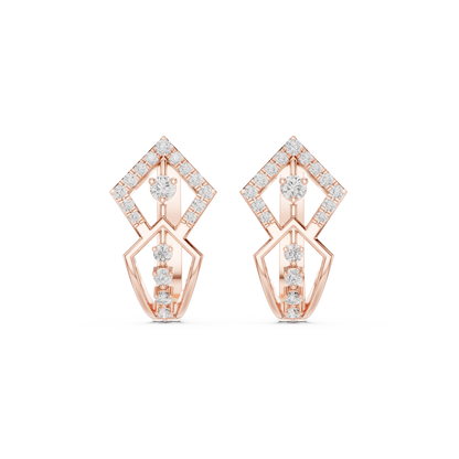 Quantum Gleam Diamond Earrings • Diamond-Set Angular Gold Hoops • Ultra-Modern Statement