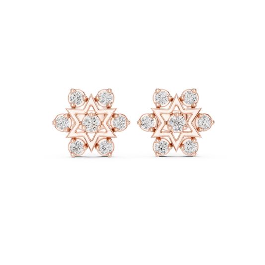 Cosmic Starburst Diamond / Heirloom Stud Earrings / Rare Design Crafted For Royalty