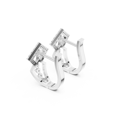 Quantum Gleam Diamond Earrings • Diamond-Set Angular Gold Hoops • Ultra-Modern Statement