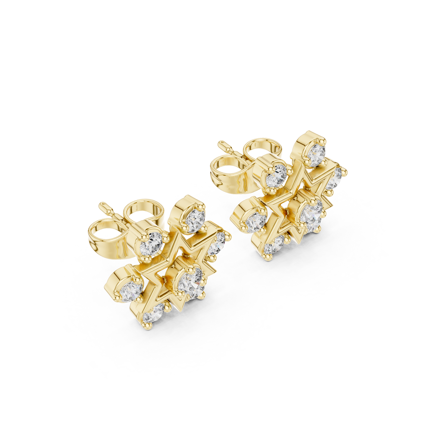 Cosmic Starburst Diamond / Heirloom Stud Earrings / Rare Design Crafted For Royalty