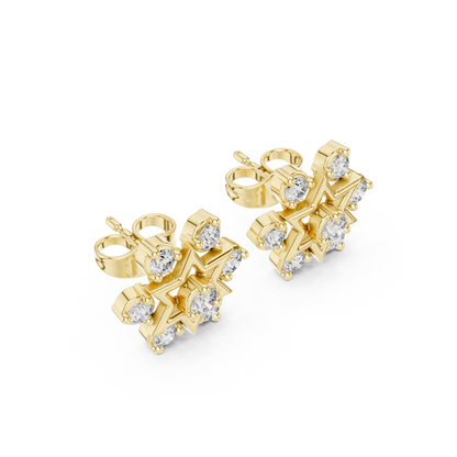 Cosmic Starburst Diamond / Heirloom Stud Earrings / Rare Design Crafted For Royalty