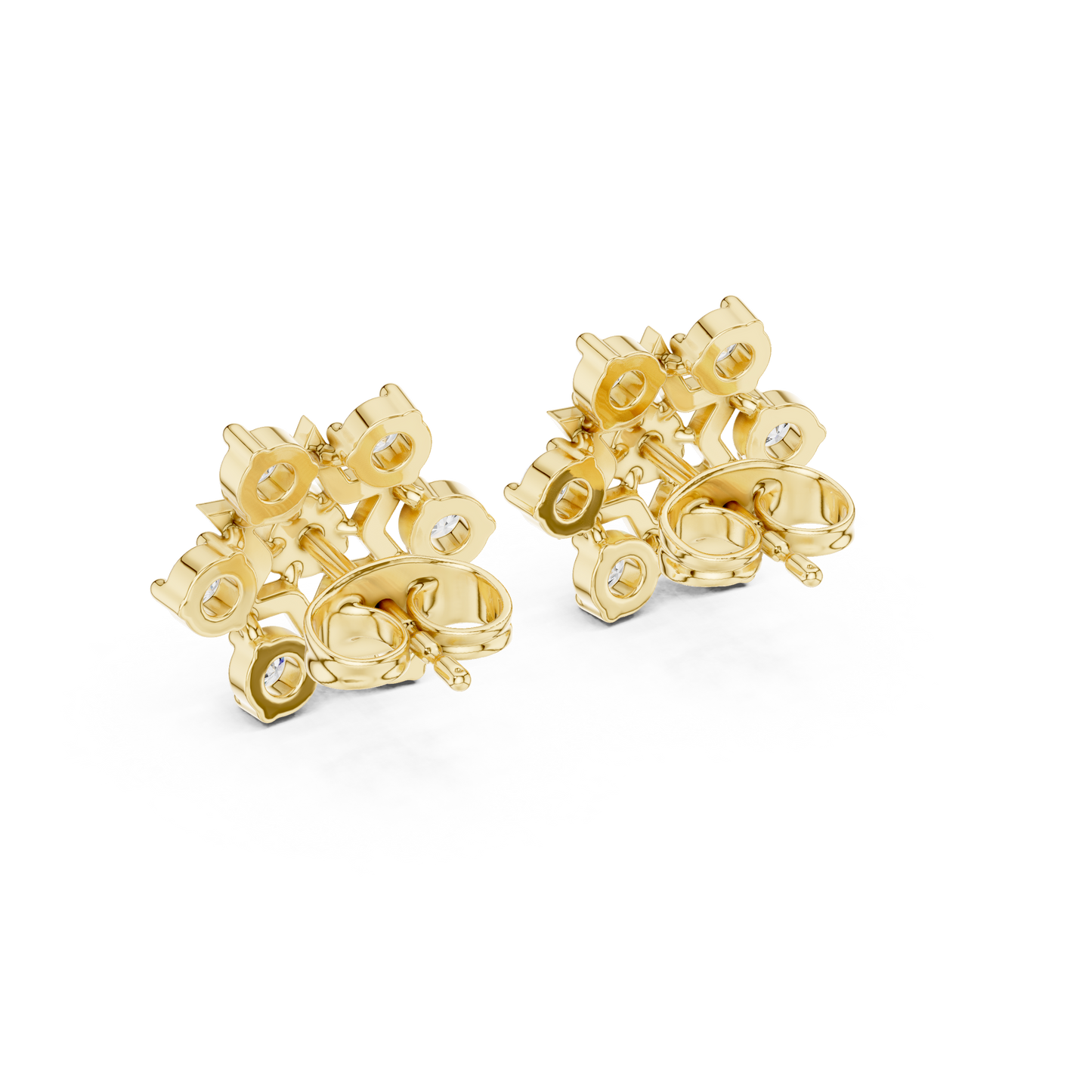 Cosmic Starburst Diamond / Heirloom Stud Earrings / Rare Design Crafted For Royalty