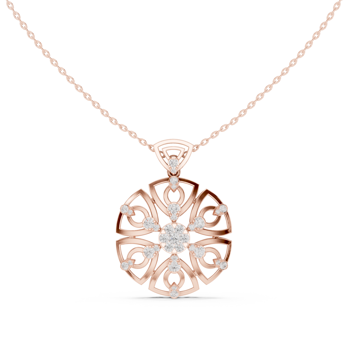 Heavenly Petal Radiance | Mandala Diamond Pendant | Luxury Gold Necklace Timeless Art