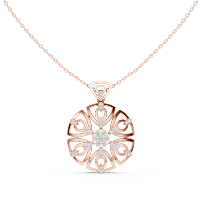 Heavenly Petal Radiance | Mandala Diamond Pendant | Luxury Gold Necklace Timeless Art