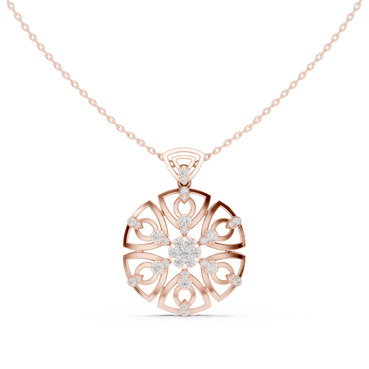 Heavenly Petal Radiance | Mandala Diamond Pendant | Luxury Gold Necklace Timeless Art