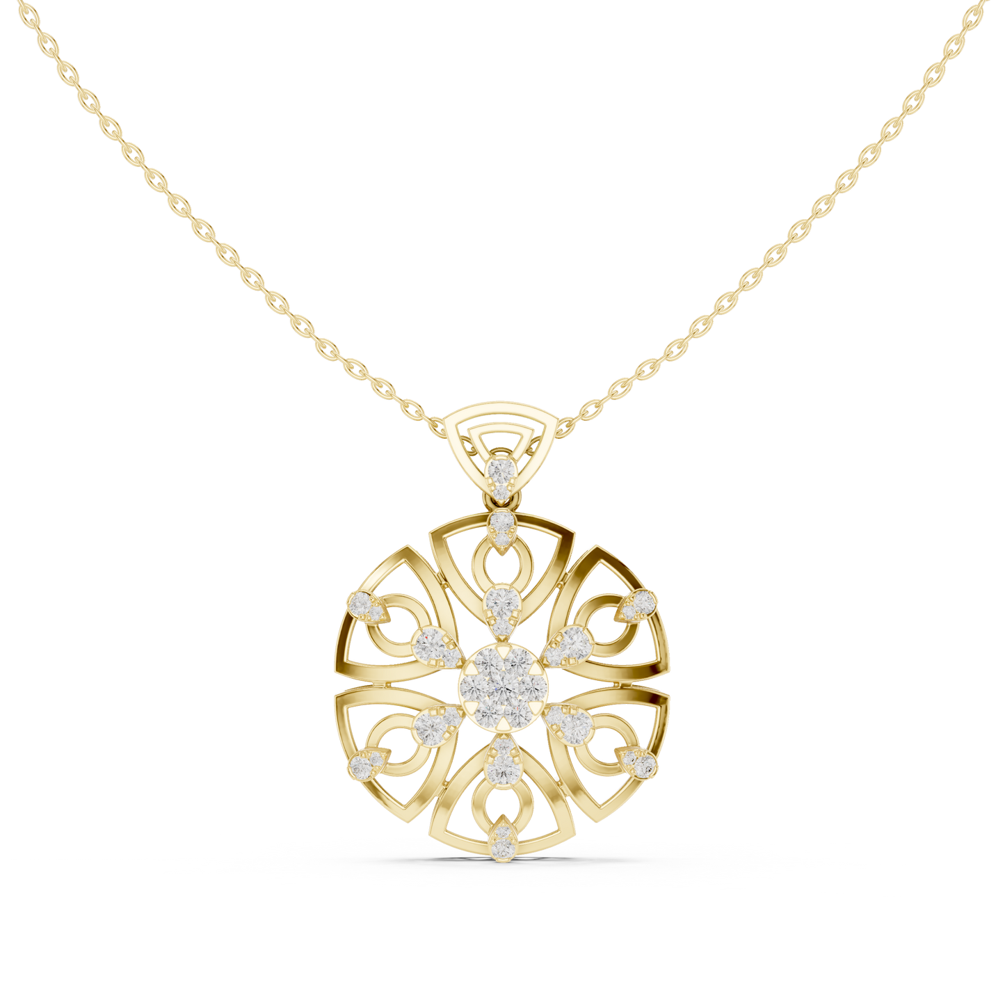 Heavenly Petal Radiance | Mandala Diamond Pendant | Luxury Gold Necklace Timeless Art