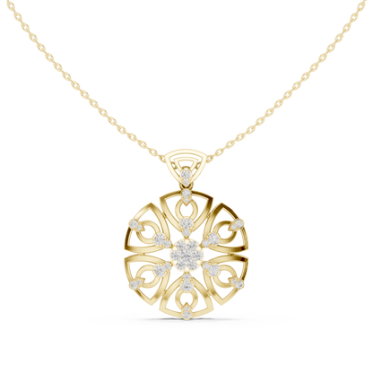 Heavenly Petal Radiance | Mandala Diamond Pendant | Luxury Gold Necklace Timeless Art