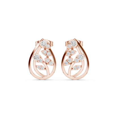 Eclipse Spiral Diamond Studs • 14K Gold Arc Cluster Earrings • Lightweight Luxe Studs