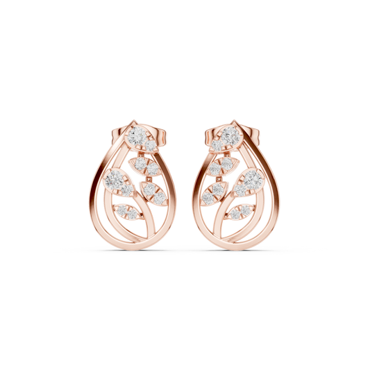 Eclipse Spiral Diamond Studs • 14K Gold Arc Cluster Earrings • Lightweight Luxe Studs