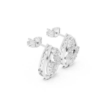 Eclipse Spiral Diamond Studs • 14K Gold Arc Cluster Earrings • Lightweight Luxe Studs