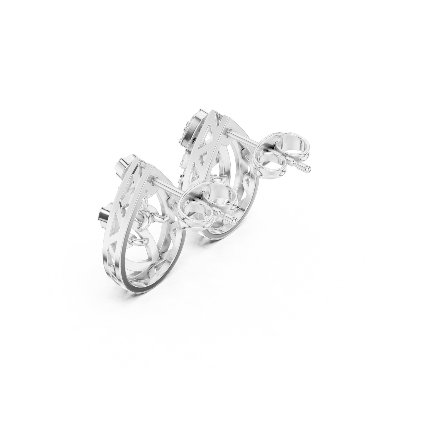 Eclipse Spiral Diamond Studs • 14K Gold Arc Cluster Earrings • Lightweight Luxe Studs