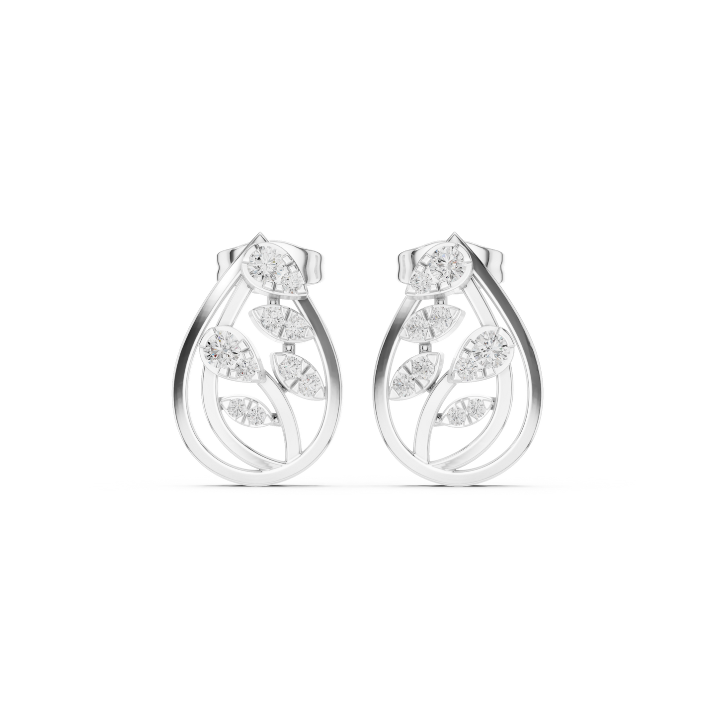 Eclipse Spiral Diamond Studs • 14K Gold Arc Cluster Earrings • Lightweight Luxe Studs