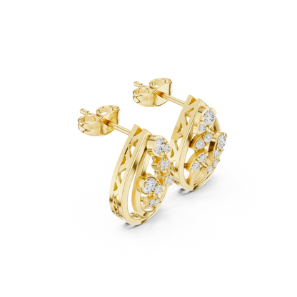 Eclipse Spiral Diamond Studs • 14K Gold Arc Cluster Earrings • Lightweight Luxe Studs