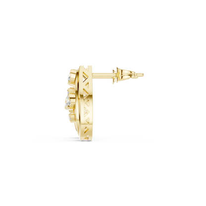 Eclipse Spiral Diamond Studs • 14K Gold Arc Cluster Earrings • Lightweight Luxe Studs