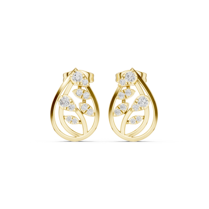 Eclipse Spiral Diamond Studs • 14K Gold Arc Cluster Earrings • Lightweight Luxe Studs