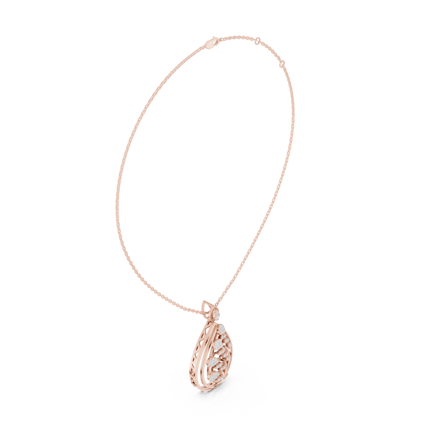 Artistic Leaf Diamond Pendant | Luxury Teardrop Gold Necklace | Elegant Jewelry Gift Women