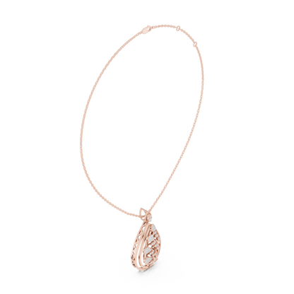 Artistic Leaf Diamond Pendant | Luxury Teardrop Gold Necklace | Elegant Jewelry Gift Women