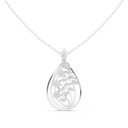 Artistic Leaf Diamond Pendant | Luxury Teardrop Gold Necklace | Elegant Jewelry Gift Women