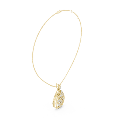 Artistic Leaf Diamond Pendant | Luxury Teardrop Gold Necklace | Elegant Jewelry Gift Women