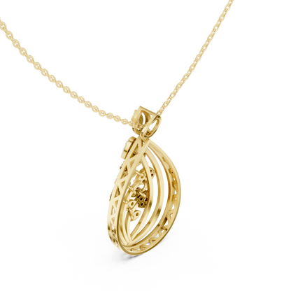 Artistic Leaf Diamond Pendant | Luxury Teardrop Gold Necklace | Elegant Jewelry Gift Women