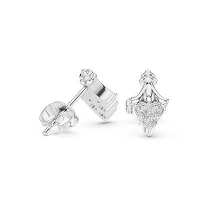 Tri-Diamond Crown Studs • Queen’s Vintage Gold Earrings • Dainty Heirloom Bridal Jewellery