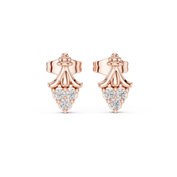 Tri-Diamond Crown Studs • Queen’s Vintage Gold Earrings • Dainty Heirloom Bridal Jewellery