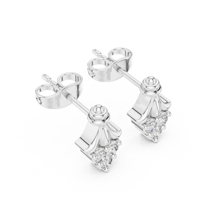 Tri-Diamond Crown Studs • Queen’s Vintage Gold Earrings • Dainty Heirloom Bridal Jewellery