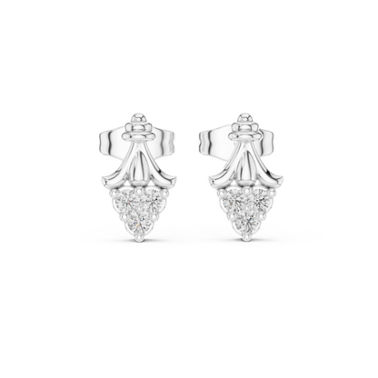 Tri-Diamond Crown Studs • Queen’s Vintage Gold Earrings • Dainty Heirloom Bridal Jewellery