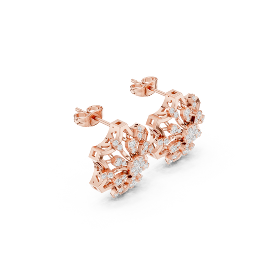 Heavenly Lotus Burst Diamond Studs • Sculpted Filigree Gold Geometry • Elite Bridal Jewelry