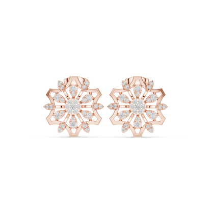Heavenly Lotus Burst Diamond Studs • Sculpted Filigree Gold Geometry • Elite Bridal Jewelry