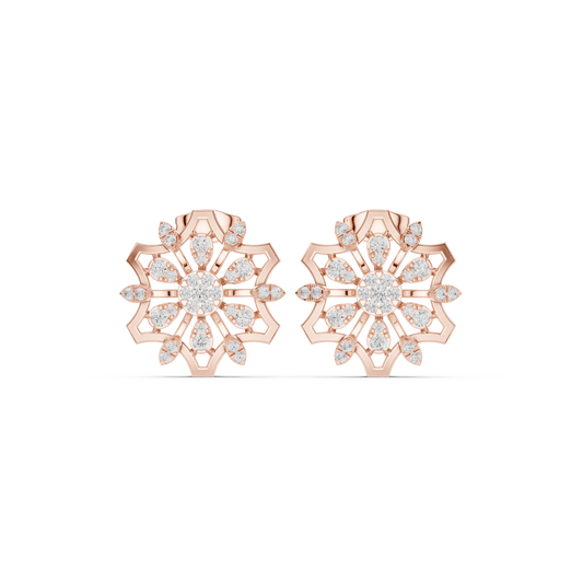 Heavenly Lotus Burst Diamond Studs • Sculpted Filigree Gold Geometry • Elite Bridal Jewelry