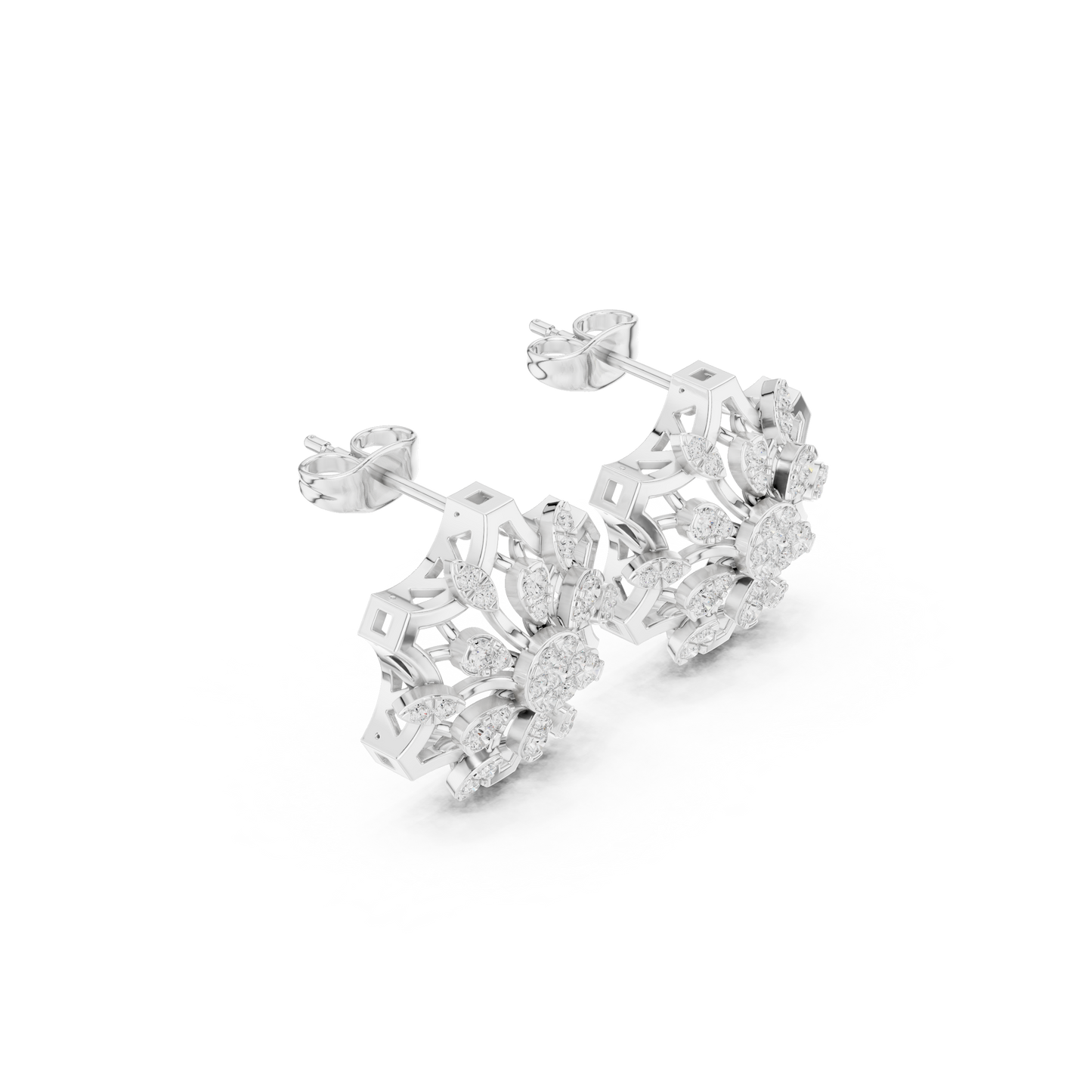 Heavenly Lotus Burst Diamond Studs • Sculpted Filigree Gold Geometry • Elite Bridal Jewelry