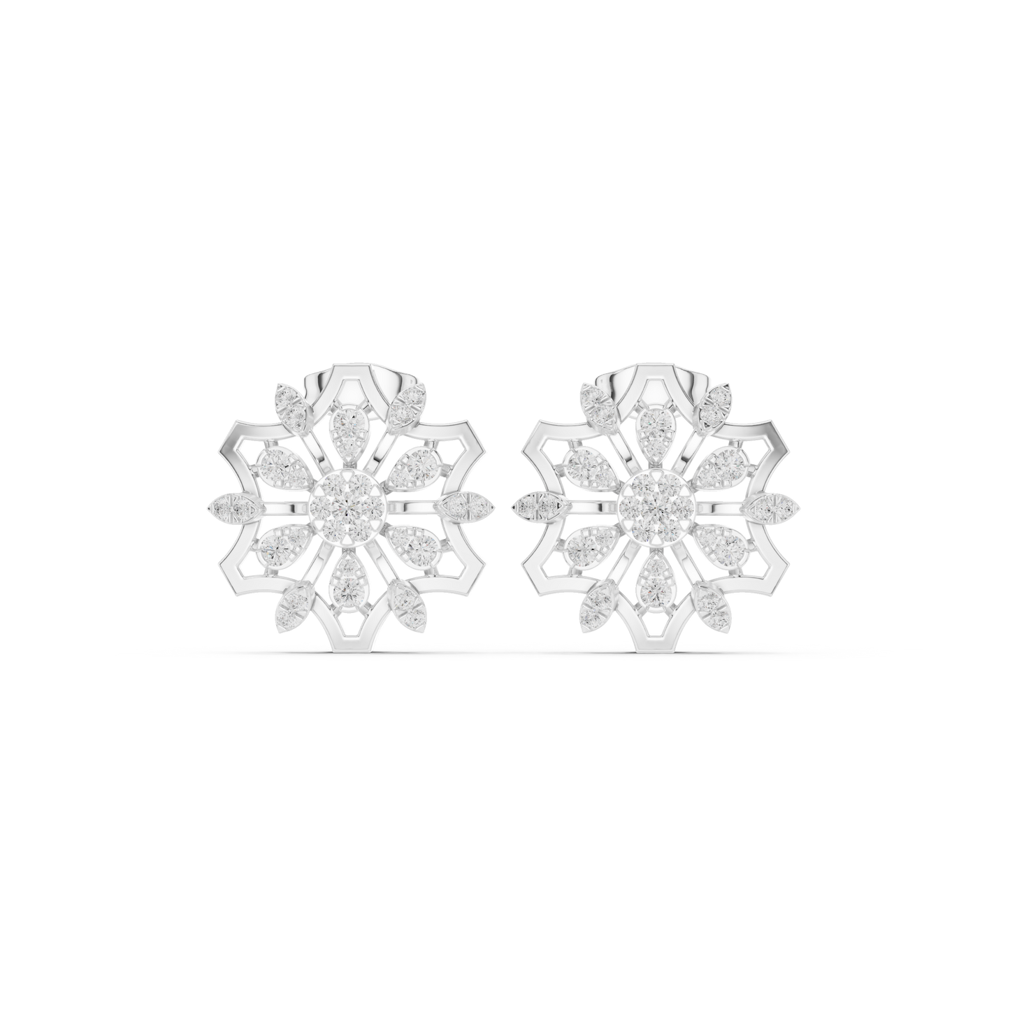 Heavenly Lotus Burst Diamond Studs • Sculpted Filigree Gold Geometry • Elite Bridal Jewelry