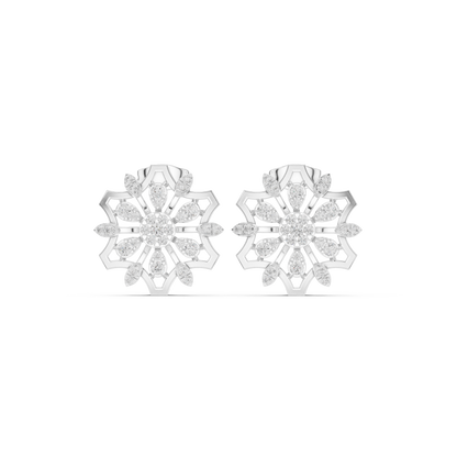 Heavenly Lotus Burst Diamond Studs • Sculpted Filigree Gold Geometry • Elite Bridal Jewelry