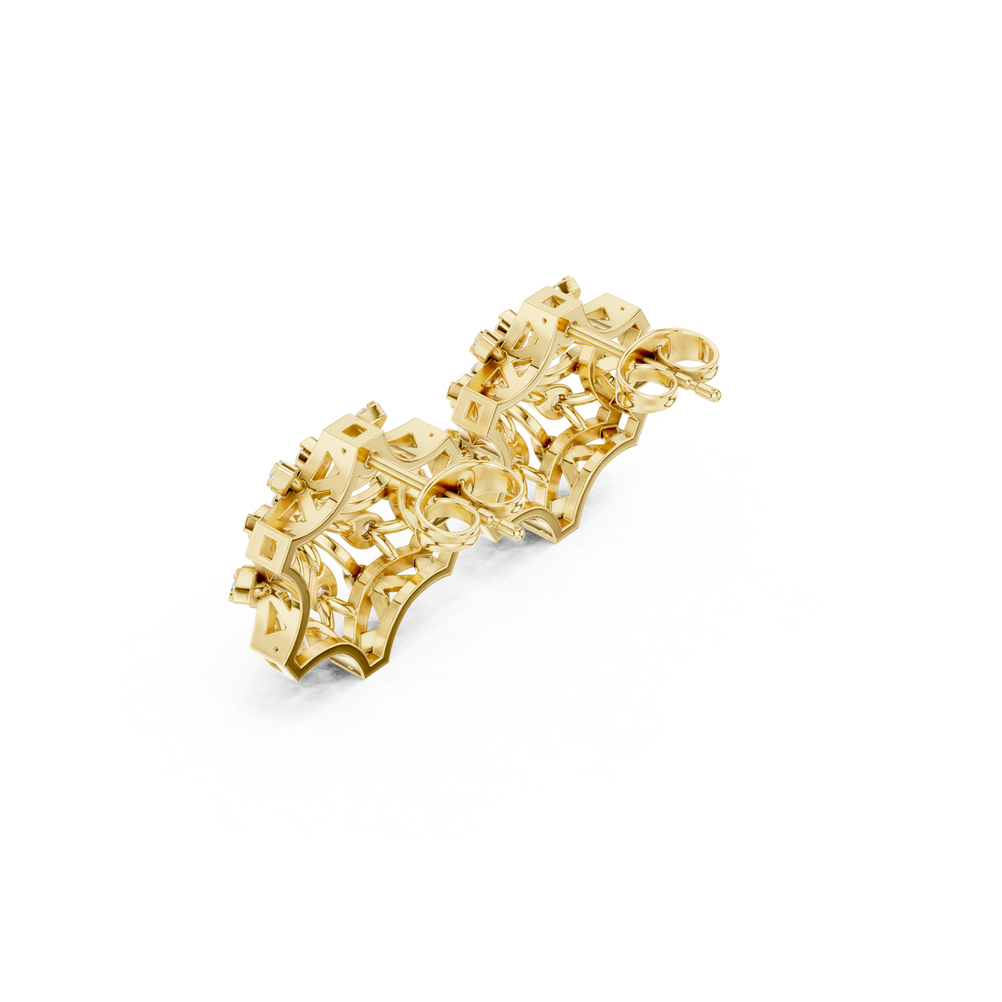 Heavenly Lotus Burst Diamond Studs • Sculpted Filigree Gold Geometry • Elite Bridal Jewelry