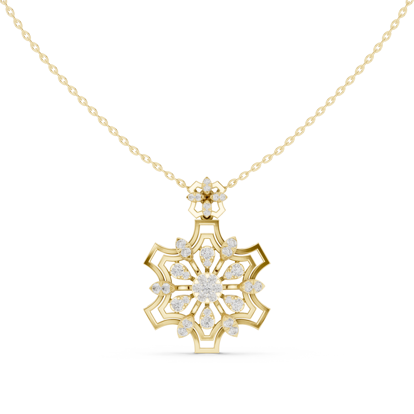 Ornate Diamond Mandala Pendant | Luxury Statement Necklace Piece | Crafted To Command Pure Attention