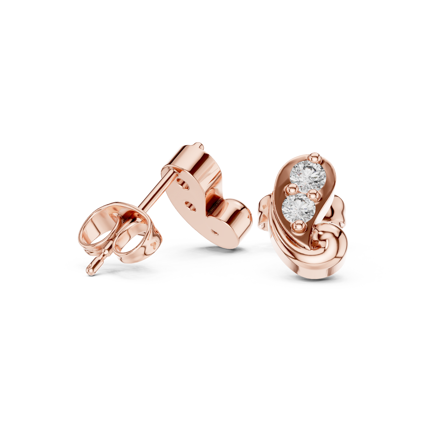 Prestige Curve Diamond | Stud Earrings Collection | Triple Tone Gold Statement Look