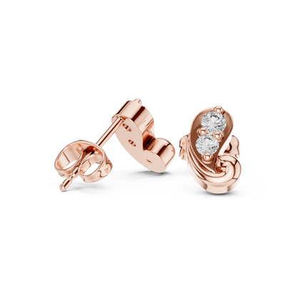 Prestige Curve Diamond | Stud Earrings Collection | Triple Tone Gold Statement Look