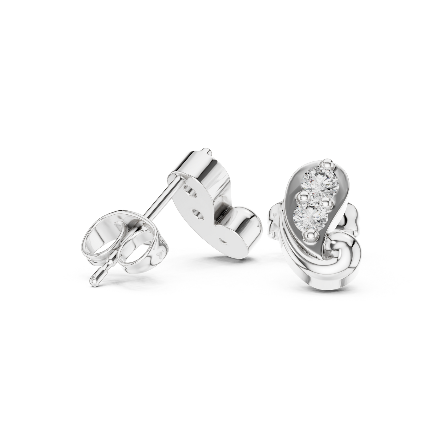 Prestige Curve Diamond | Stud Earrings Collection | Triple Tone Gold Statement Look