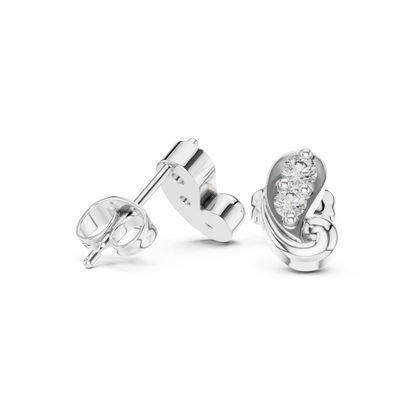 Prestige Curve Diamond | Stud Earrings Collection | Triple Tone Gold Statement Look