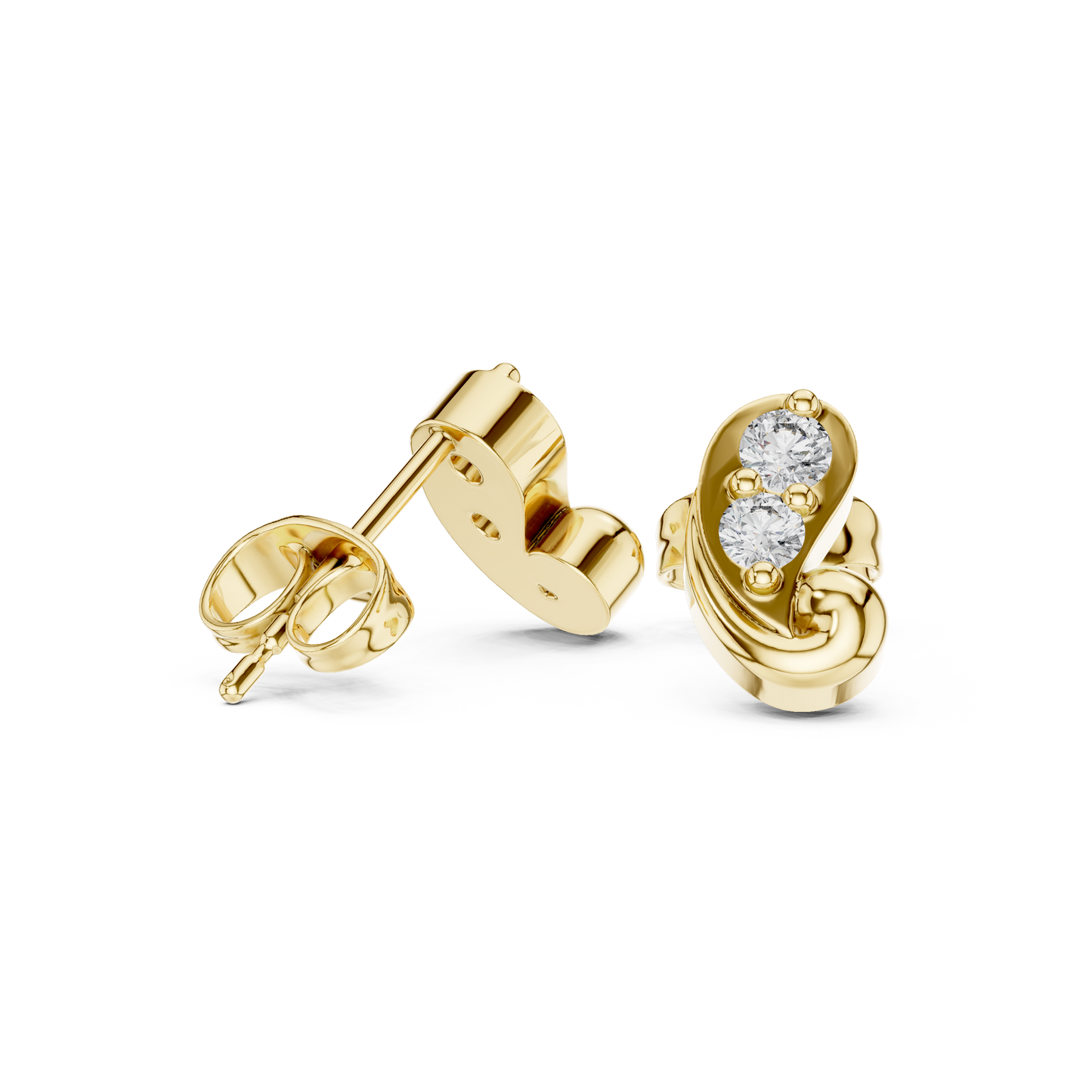 Prestige Curve Diamond | Stud Earrings Collection | Triple Tone Gold Statement Look