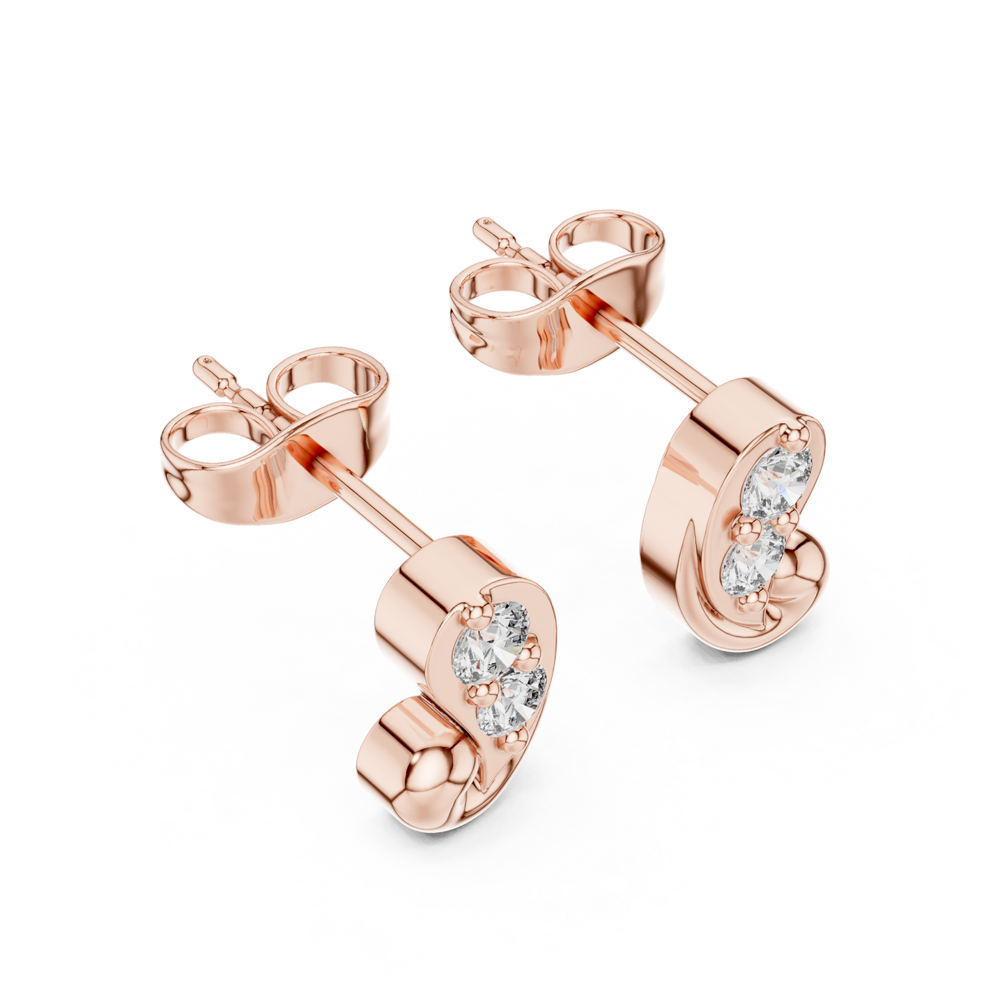 Prestige Curve Diamond | Stud Earrings Collection | Triple Tone Gold Statement Look