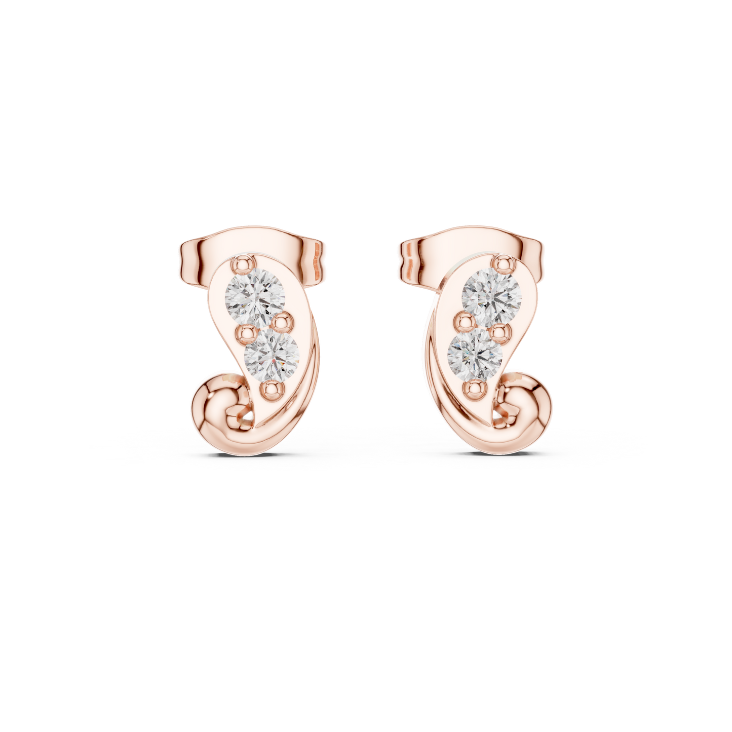 Prestige Curve Diamond | Stud Earrings Collection | Triple Tone Gold Statement Look