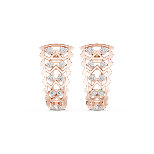 Modern Chevron Diamond Hoop Earrings in 14K Gold | Luxury Zigzag Stack Design