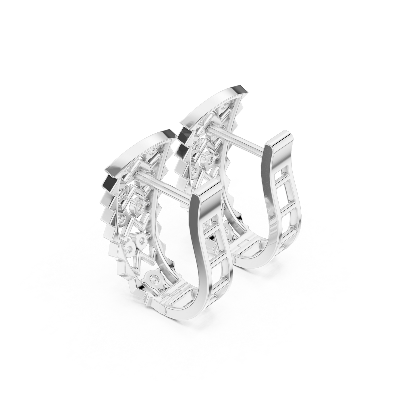 Modern Chevron Diamond Hoop Earrings in 14K Gold | Luxury Zigzag Stack Design