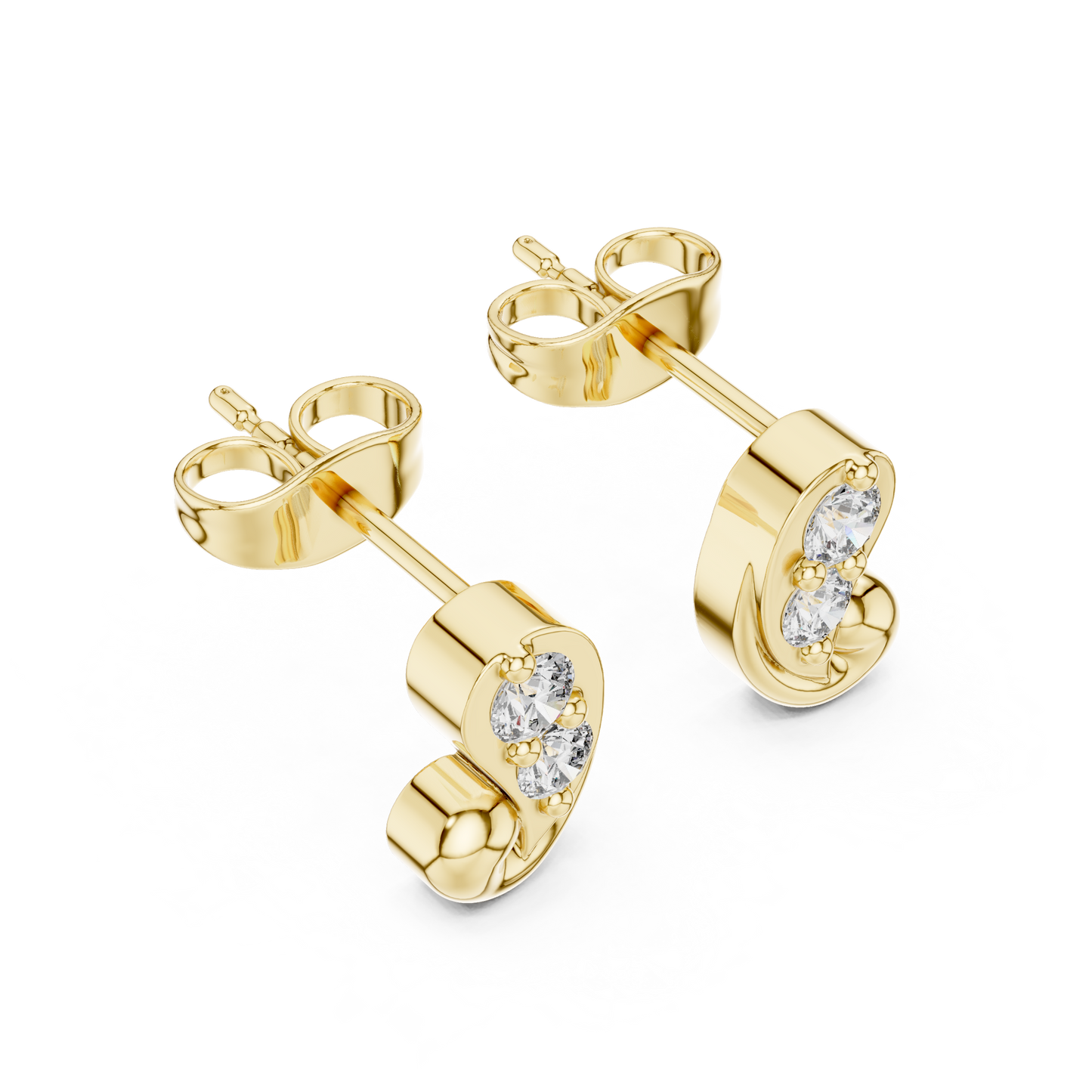 Prestige Curve Diamond | Stud Earrings Collection | Triple Tone Gold Statement Look