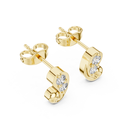 Prestige Curve Diamond | Stud Earrings Collection | Triple Tone Gold Statement Look